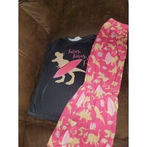 Boutique tutus tiaras and t Rex dinosaur tunic top and flare leggings size 10 12